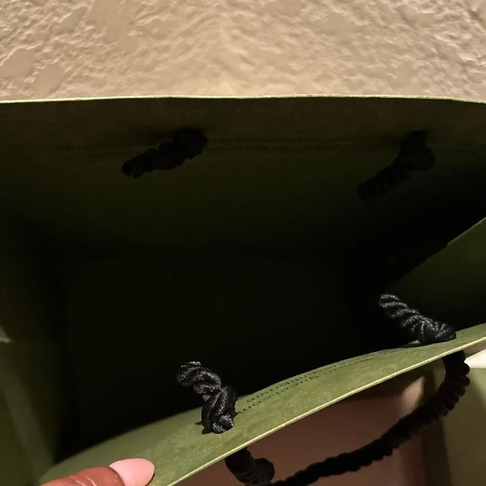 Gucci Shopping Bag Box & Ribbon Olive Green Gift Set Wrapping Small Size